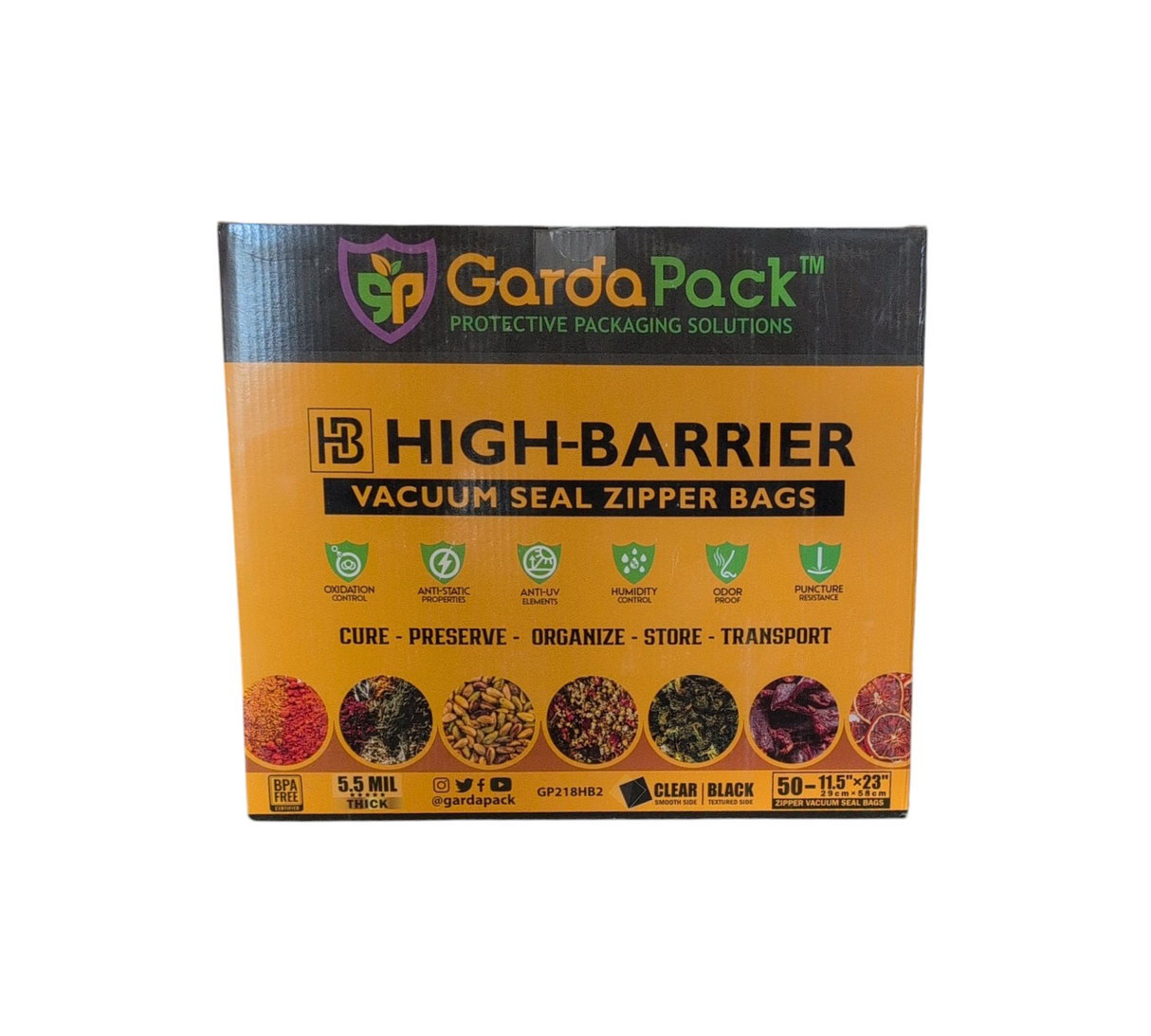 GardaPack: High Barrier Pro Vacuum Seal Zipper Bags 5.5 Mil - 50 pack
