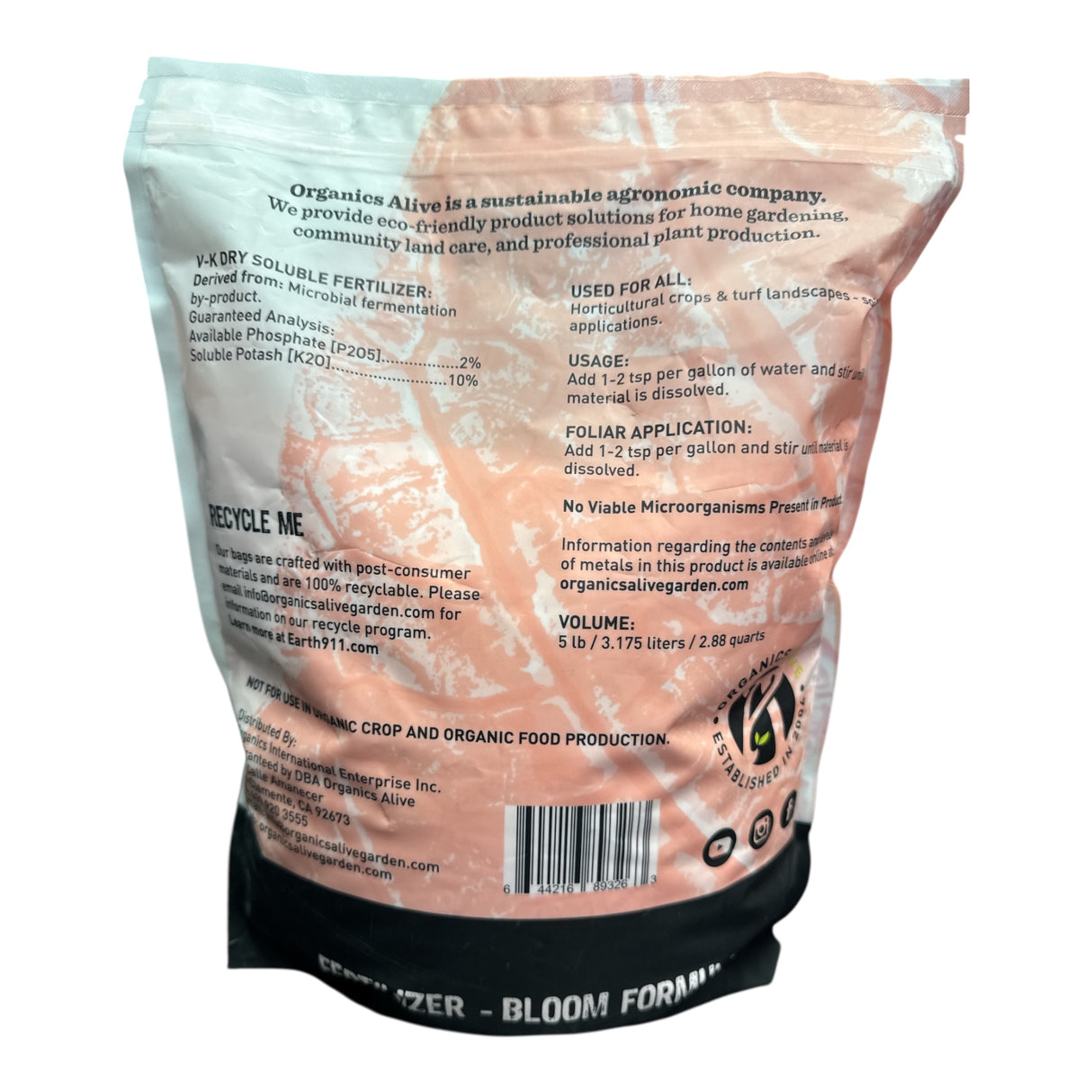 Organics Alive V-K Dry Soluble Finisher Formula 0-2-10