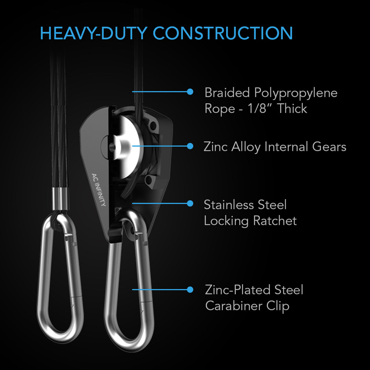 AC Infinity Heavy-Duty Adjustable Rope Hangers