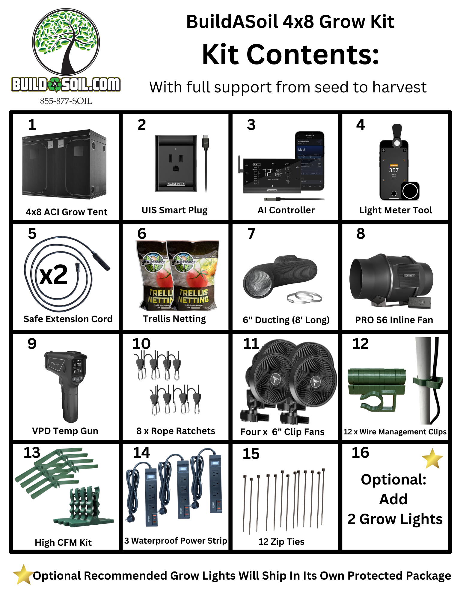 grow tent parts BuildASoil 4x8 Grow Tent Kit