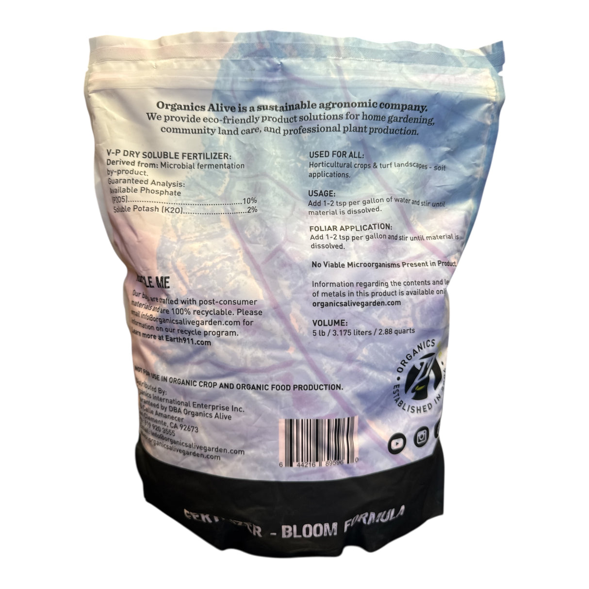 Organics Alive V-P Dry Soluble 0-10-2