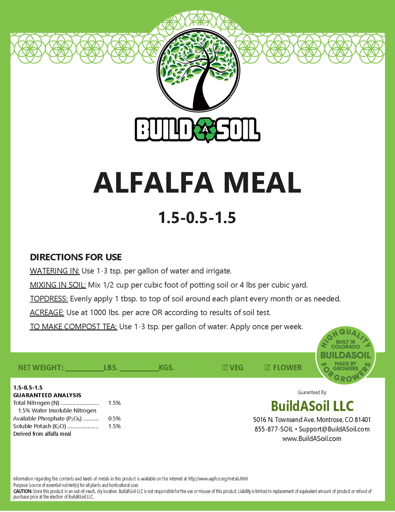 Alfalfa Meal organic and natural for plants and animals – Easy Organic