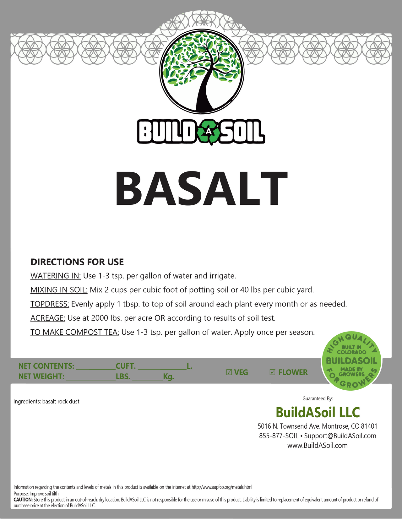 Basalt Rock Dust Soil Amendment