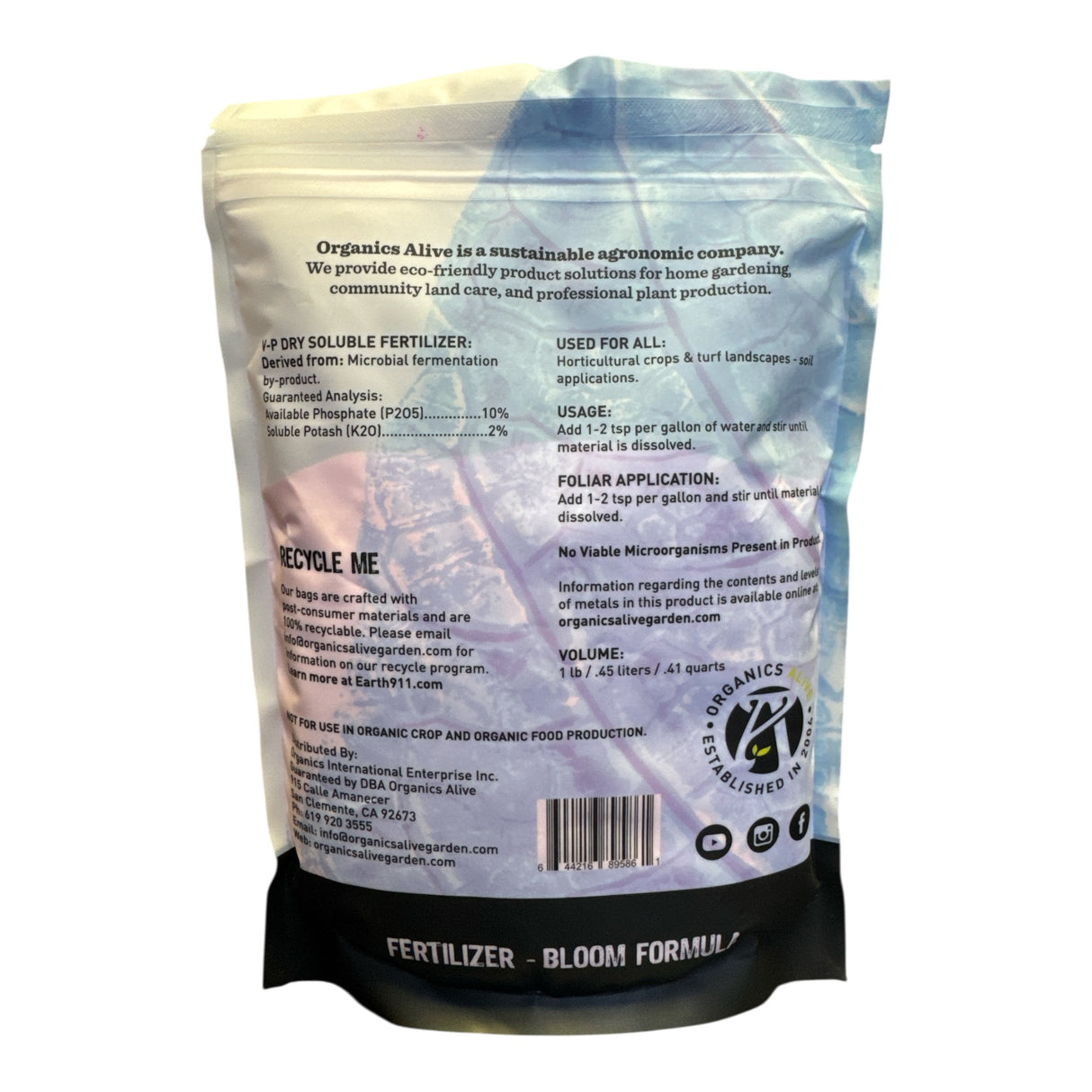 Organics Alive V-P Dry Soluble 0-10-2