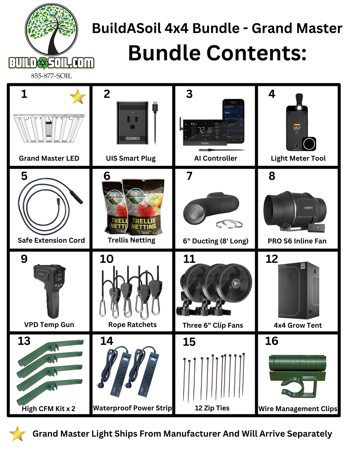 BuildASoil 4x4 Grow Tent Kit: Grand Master Tent Ultimate LED