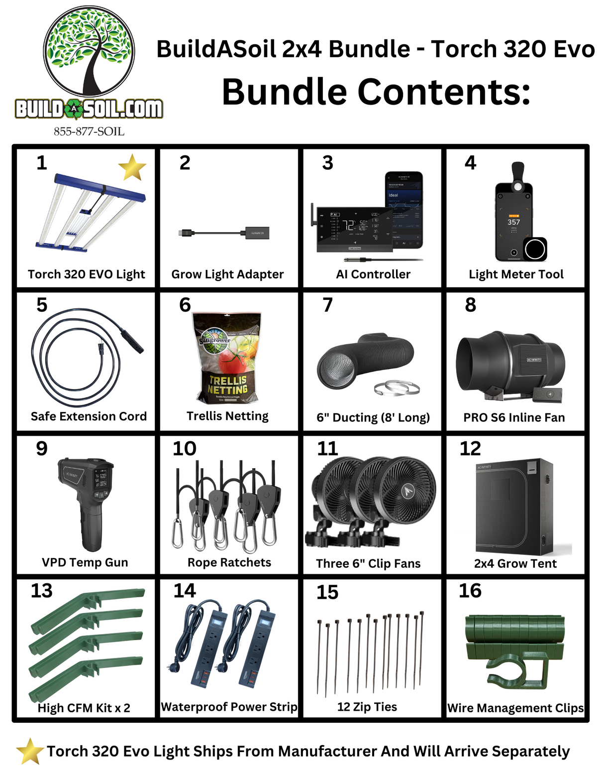 BuildASoil 2x4 Grow Tent Kit: Grand Master Torch 320