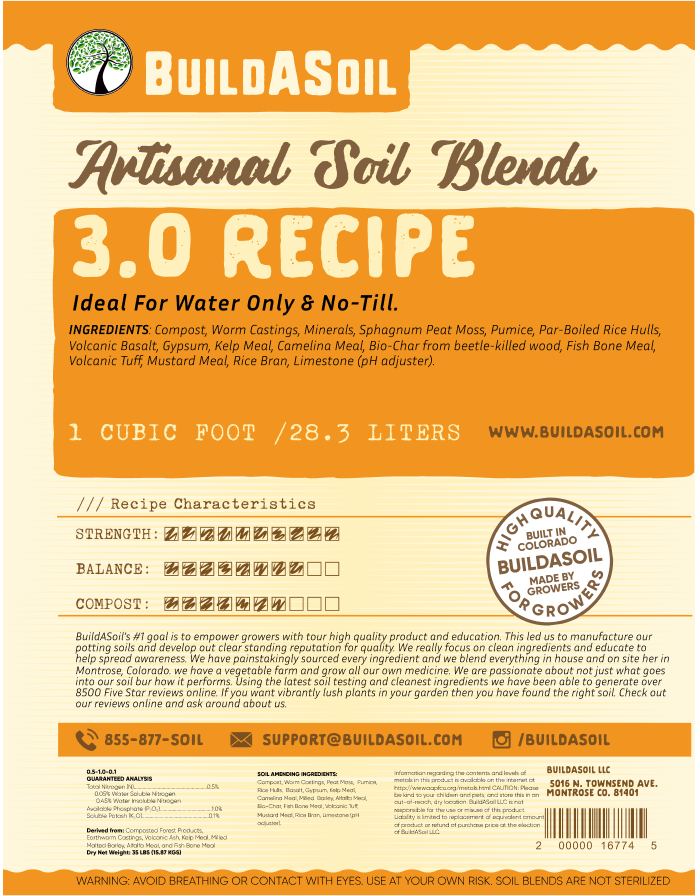 Bulk BuildASoil Potting Soil Recipe 3.0