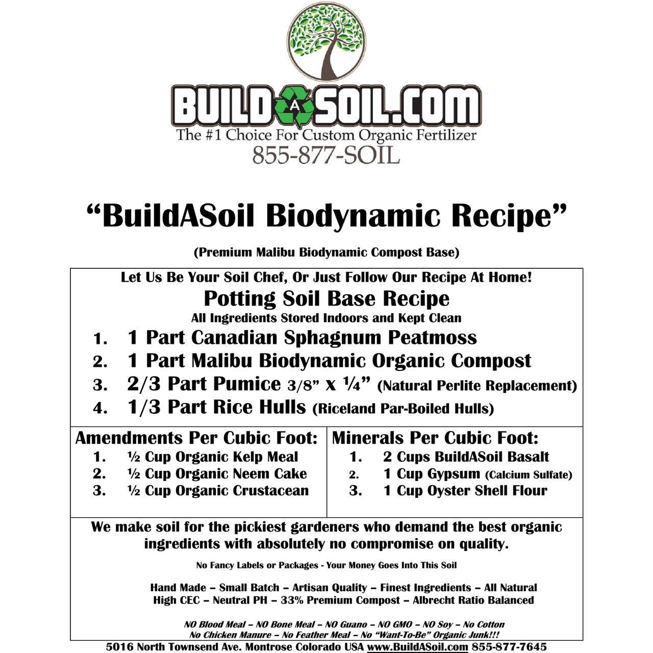 Malibu Soil Ingredients
